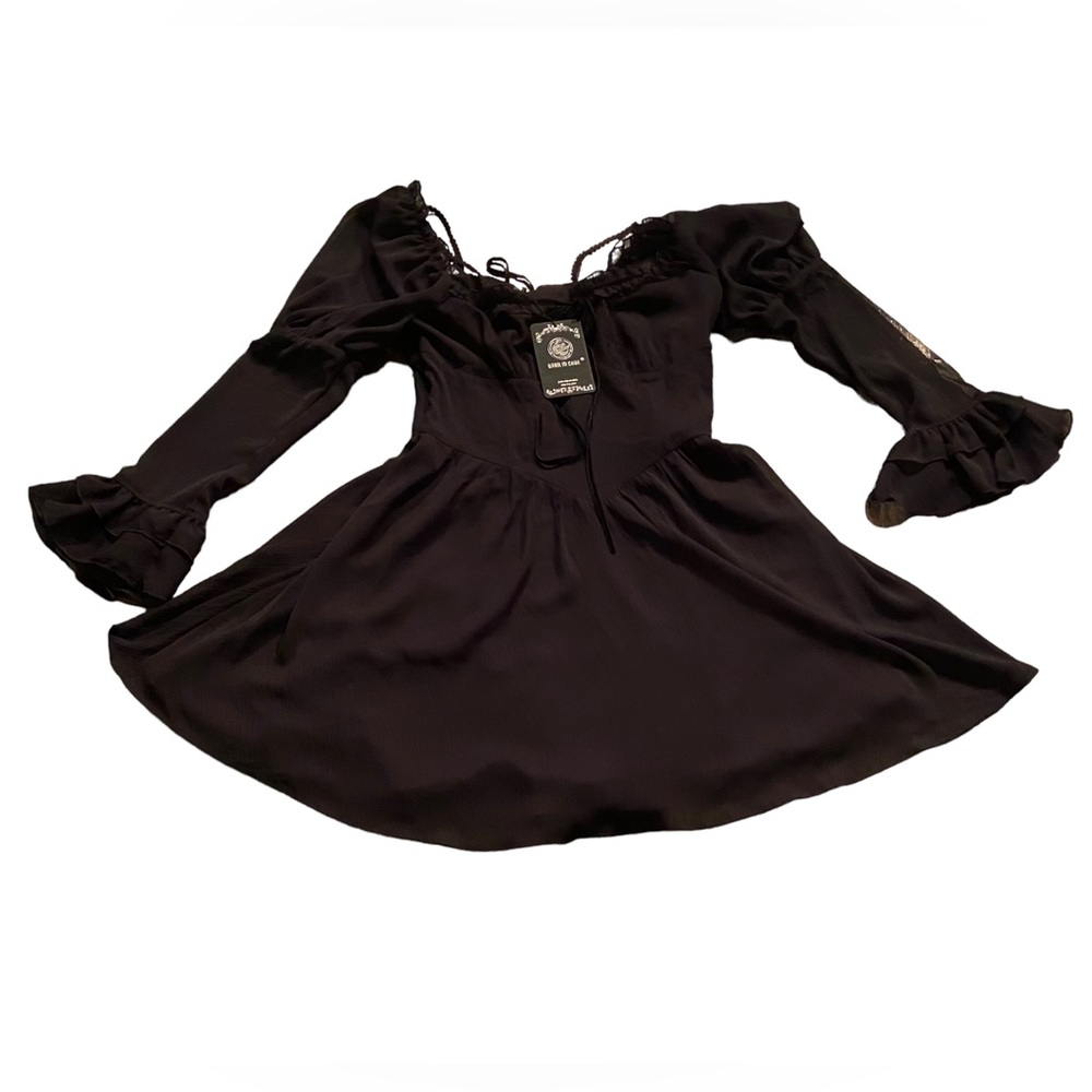 SOLD - NWT Dolls kill dark in Love lace up mini dress RUNS SMALL - Picture 4 of 11